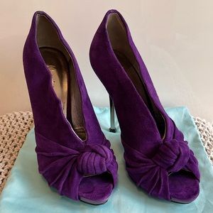 MARCIANO Vintage - Purple with Silver Heels - Suede Knot Booties